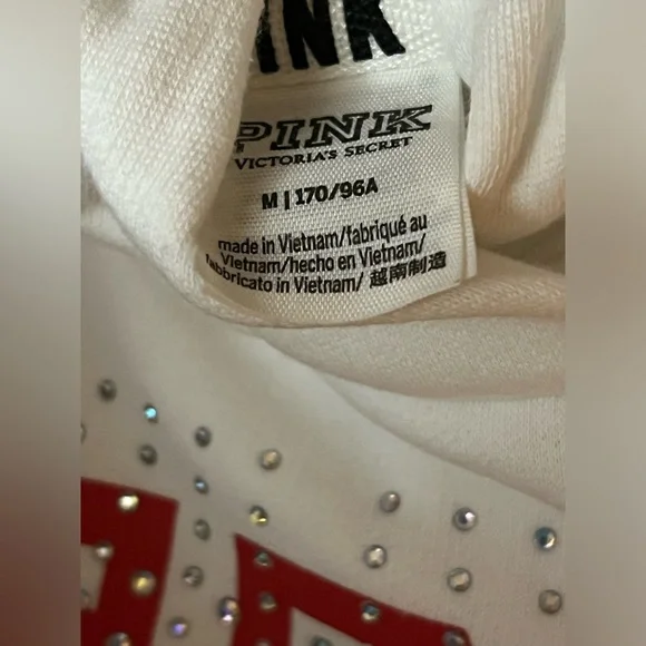 VS PINK~ White Sweatshirt w/ Red Dog Bling Design - Picture 10 of 14